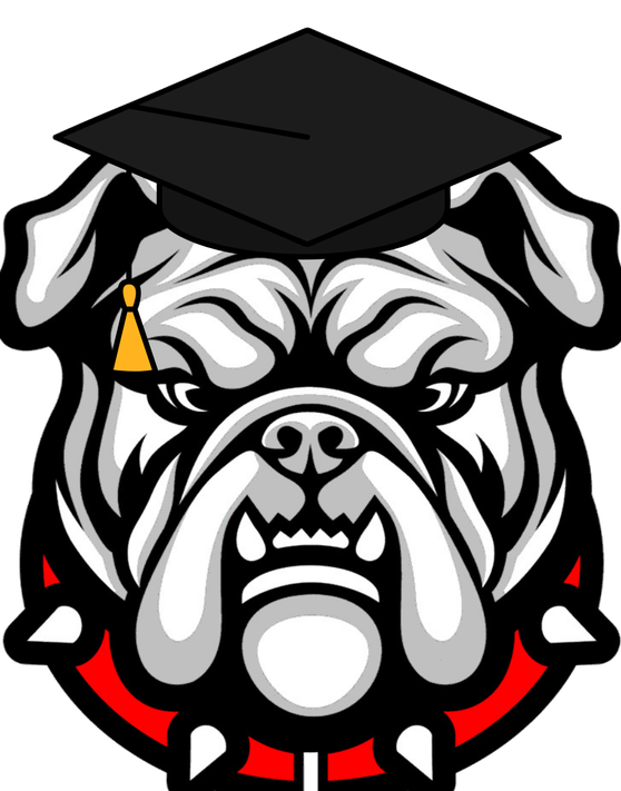FHS Project Graduation bulldog wearing a graduation cap